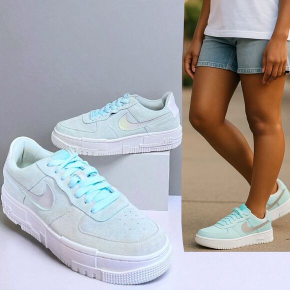 Women’s Nike Air Force 1 Pixel ‘Glacier Blue' Suede Sneakers Size 8 - Picture 2 of 15